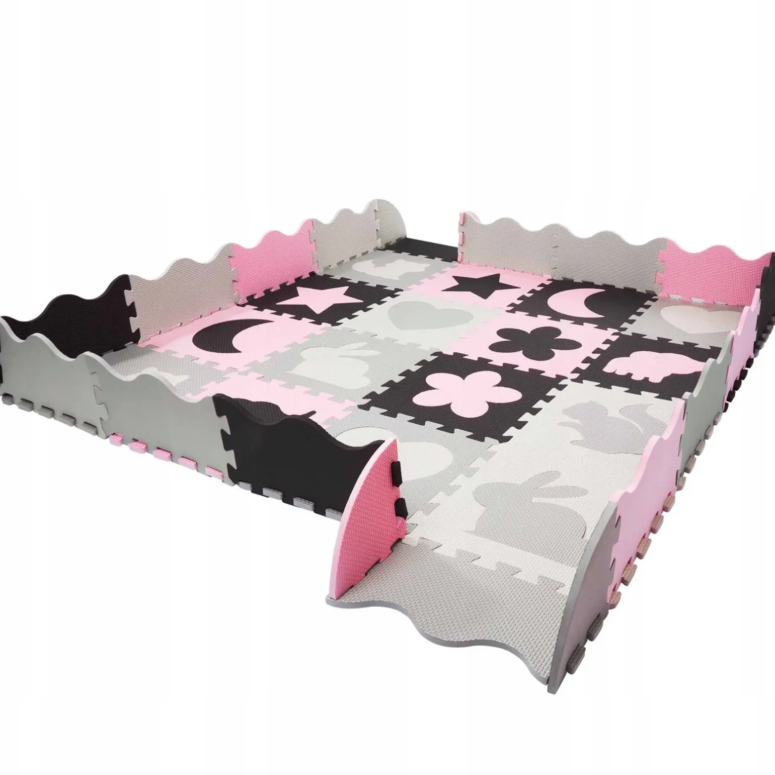 Mata edukacyjna dla dzieci puzzle 150 x 150 cm różowa