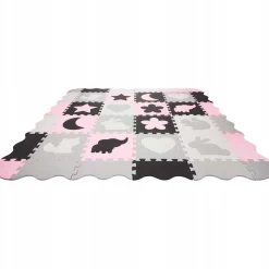 Mata edukacyjna dla dzieci puzzle 150 x 150 cm różowa