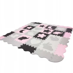 Mata edukacyjna dla dzieci puzzle 150 x 150 cm różowa