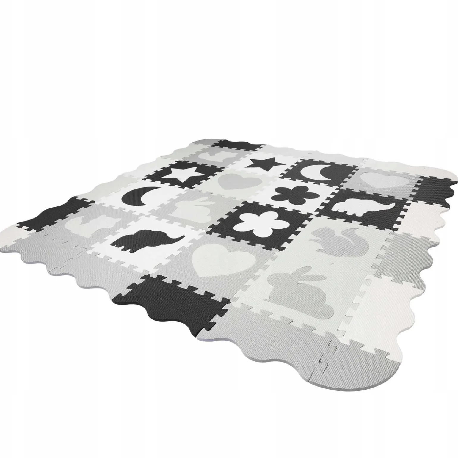 Mata edukacyjna dla dzieci puzzle 150 x 150 cm szara
