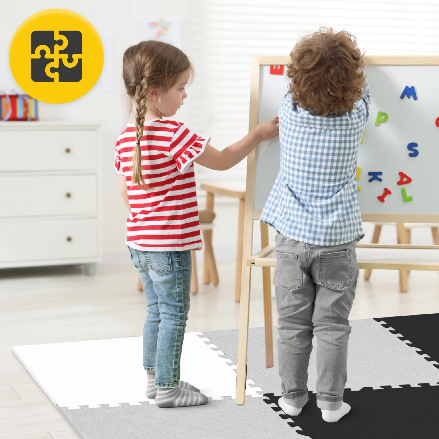 Mata edukacyjna dla dzieci puzzle 180 x 180 cm szara