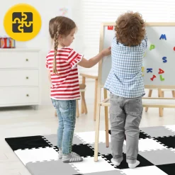 Mata edukacyjna dla dzieci puzzle 90 x 90 cm szara