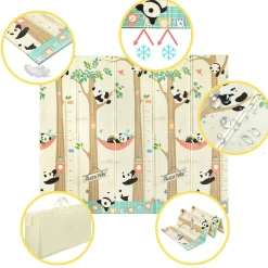 Mata edukacyjna dla niemowląt Pandy i Indianie 200 x 180 cm