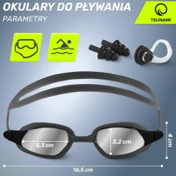 Okulary do pływania TSUNAMI czarne