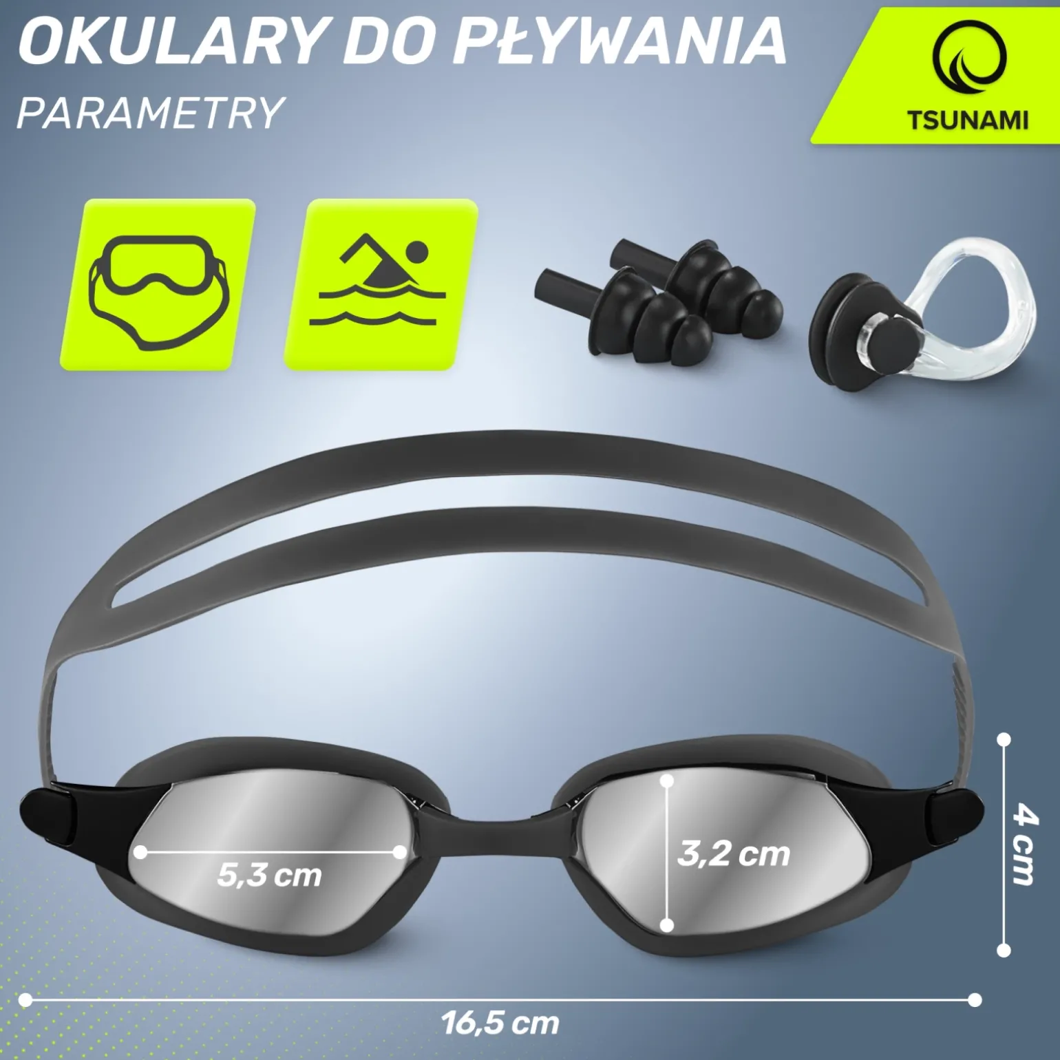 Okulary do pływania TSUNAMI czarne