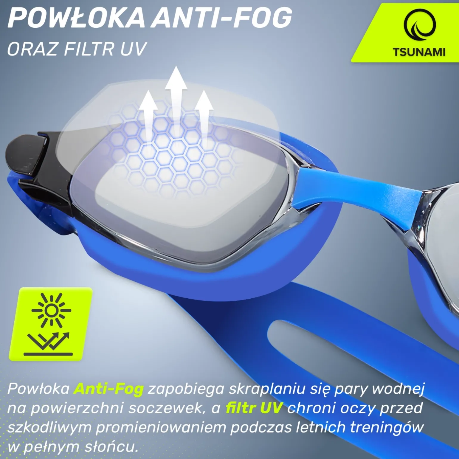 Okulary do pływania TSUNAMI niebieskie