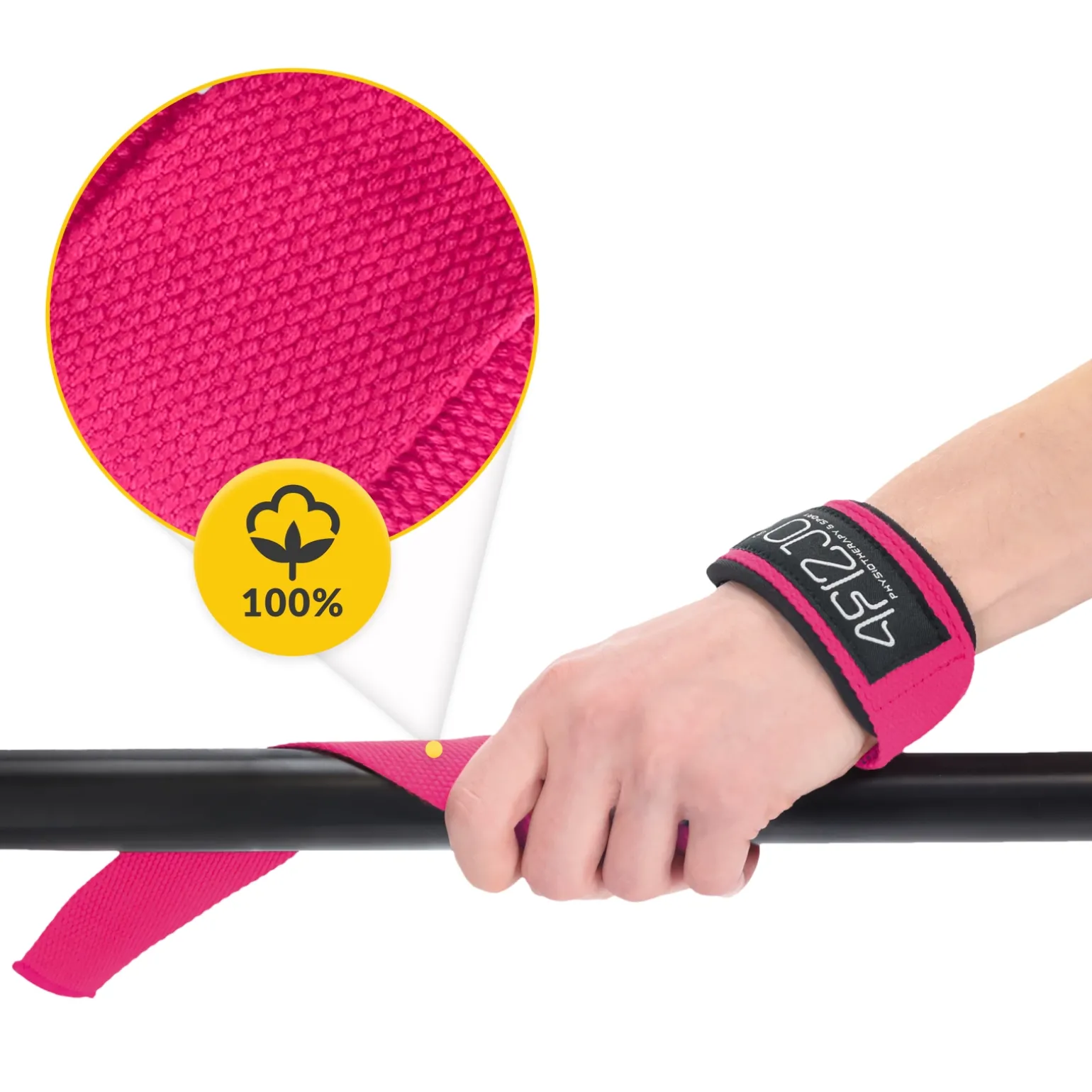 Paski treningowe do martwego ciągu Deadlift Straps różowe