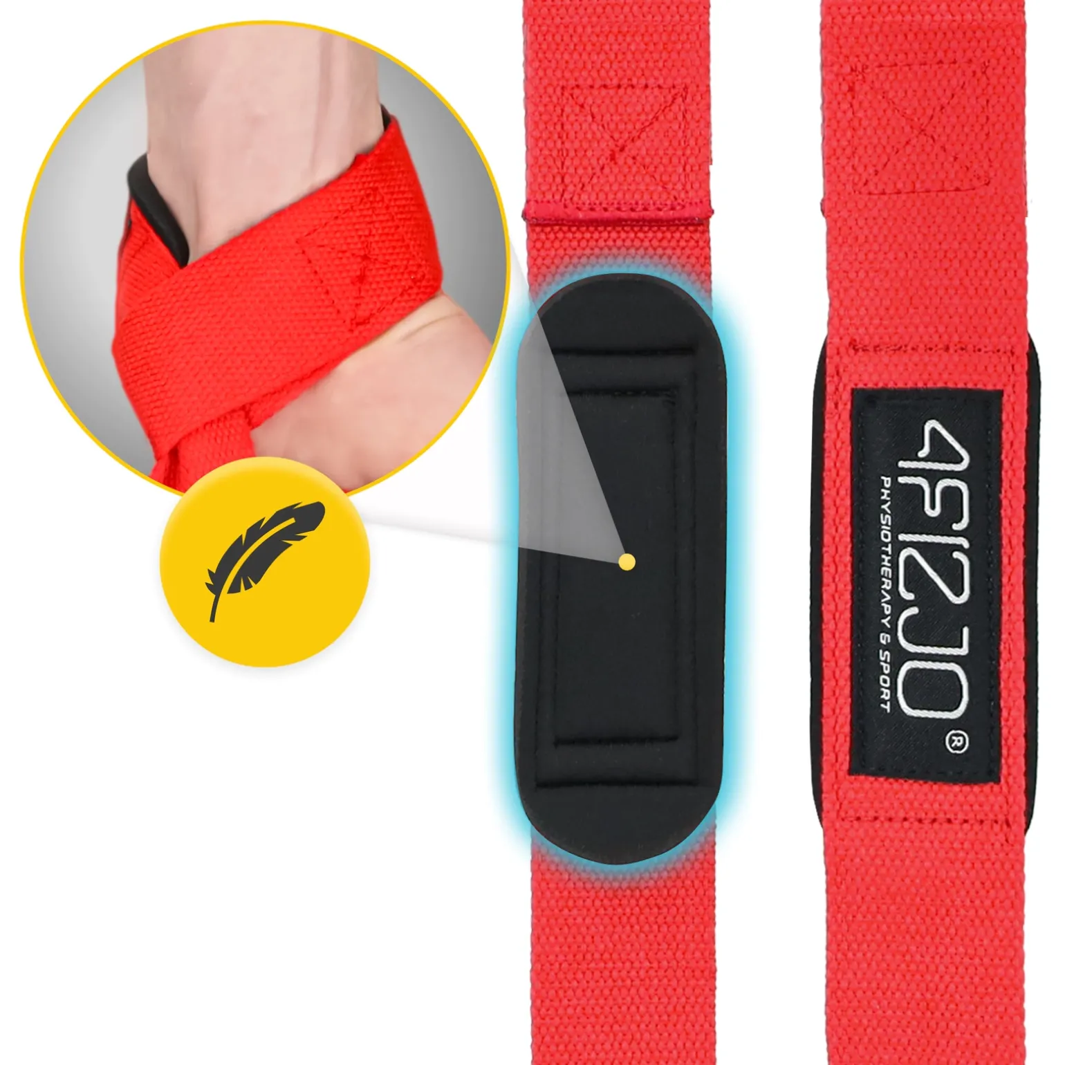 Paski treningowe do martwego ciągu Deadlift Straps czerwone