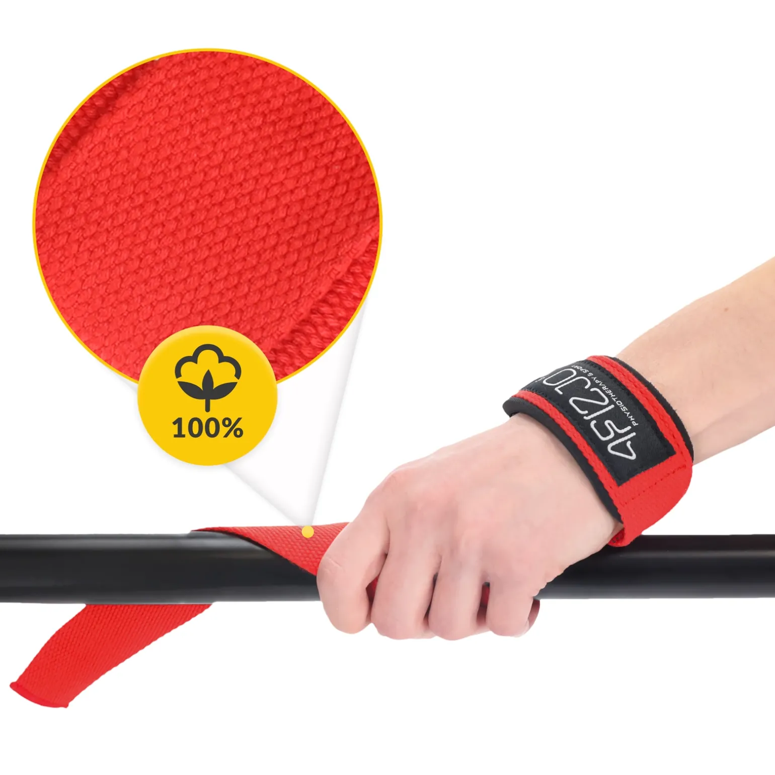 Paski treningowe do martwego ciągu Deadlift Straps czerwone