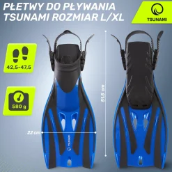 Płetwy do pływania TSUNAMI L/XL niebieskie