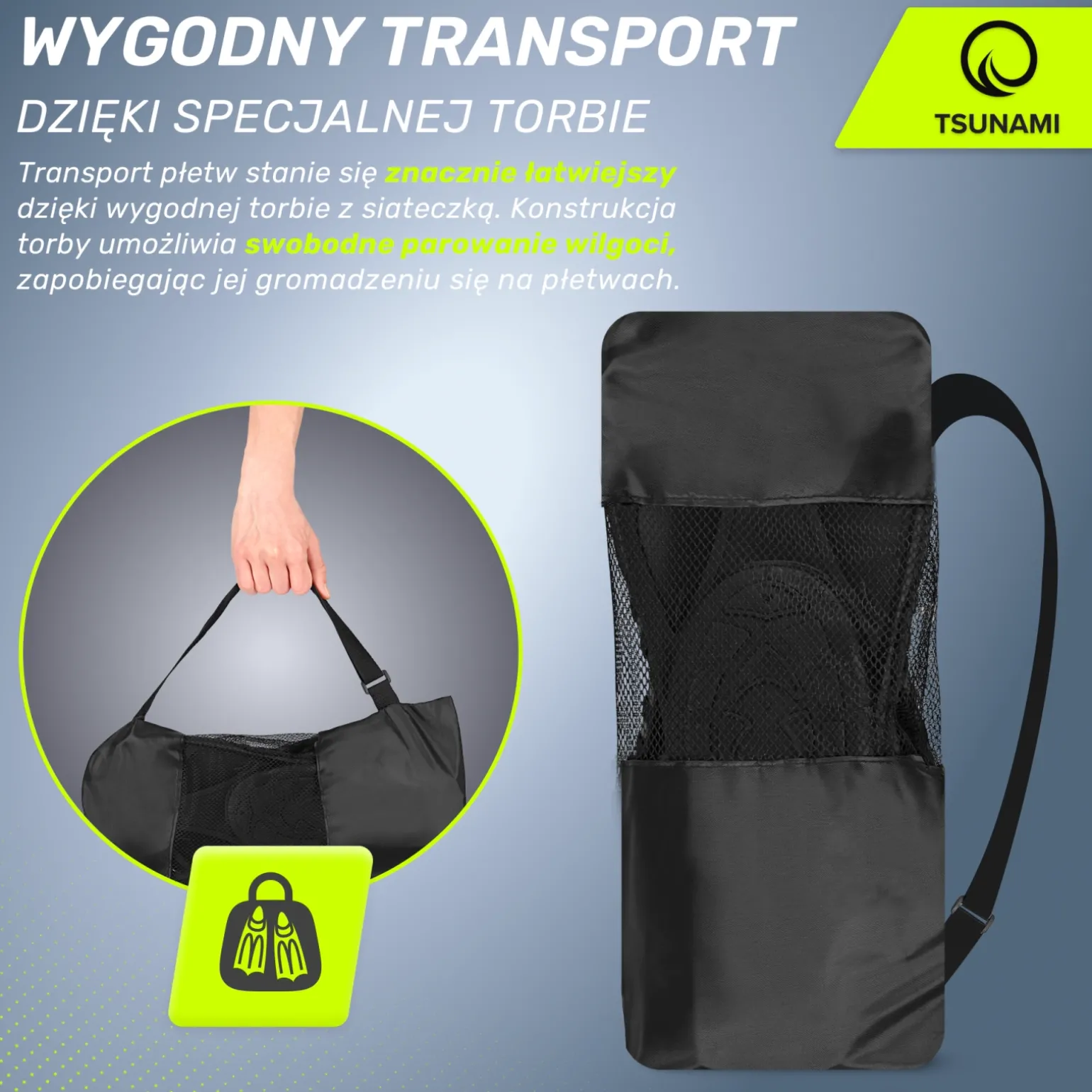 Płetwy do pływania TSUNAMI L/XL szare
