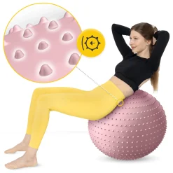Piłka rehabilitacyjna z kolcami 65 cm różowa