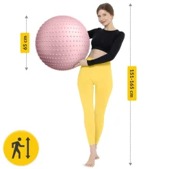 Piłka rehabilitacyjna z kolcami 65 cm różowa
