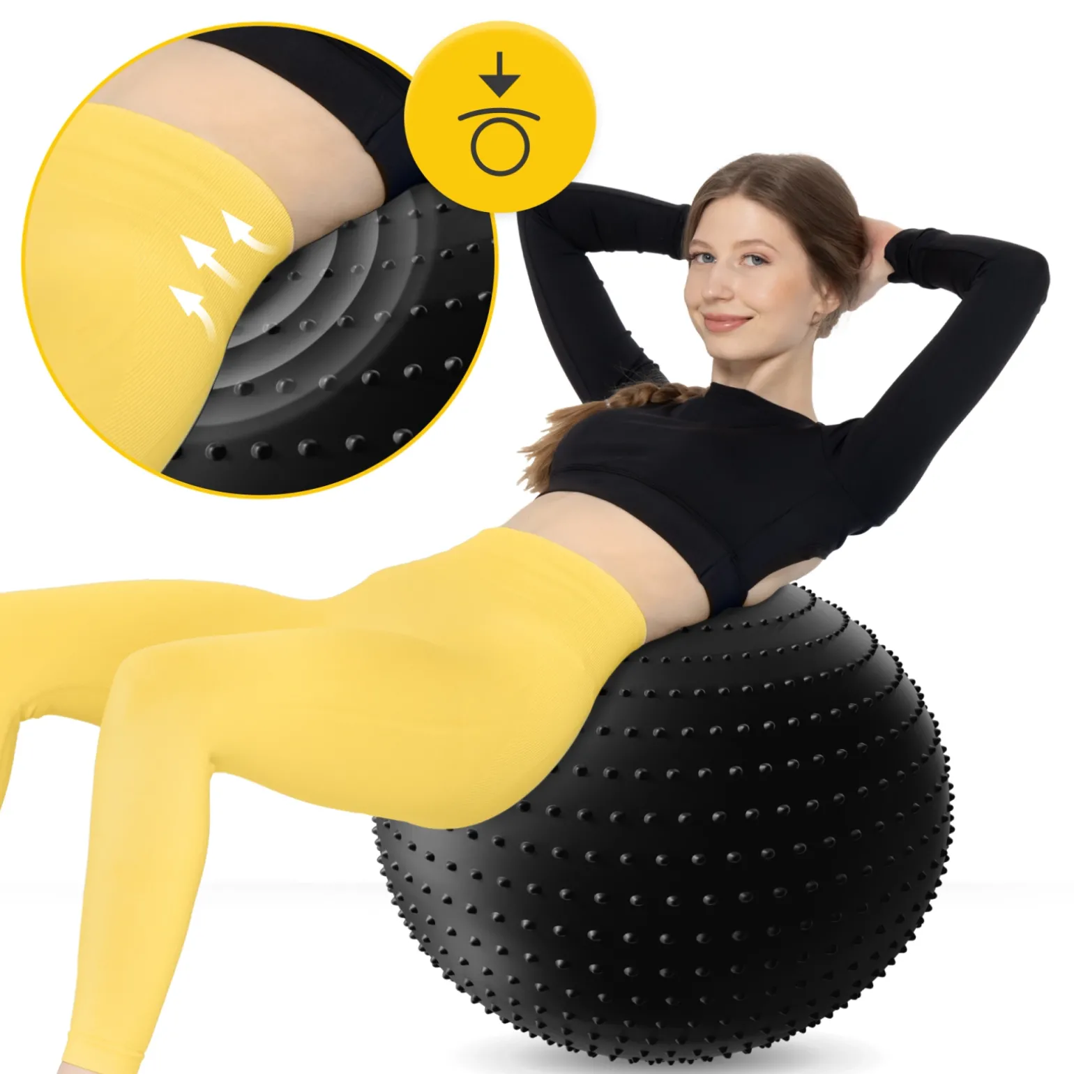 Piłka rehabilitacyjna z kolcami 65 cm czarna
