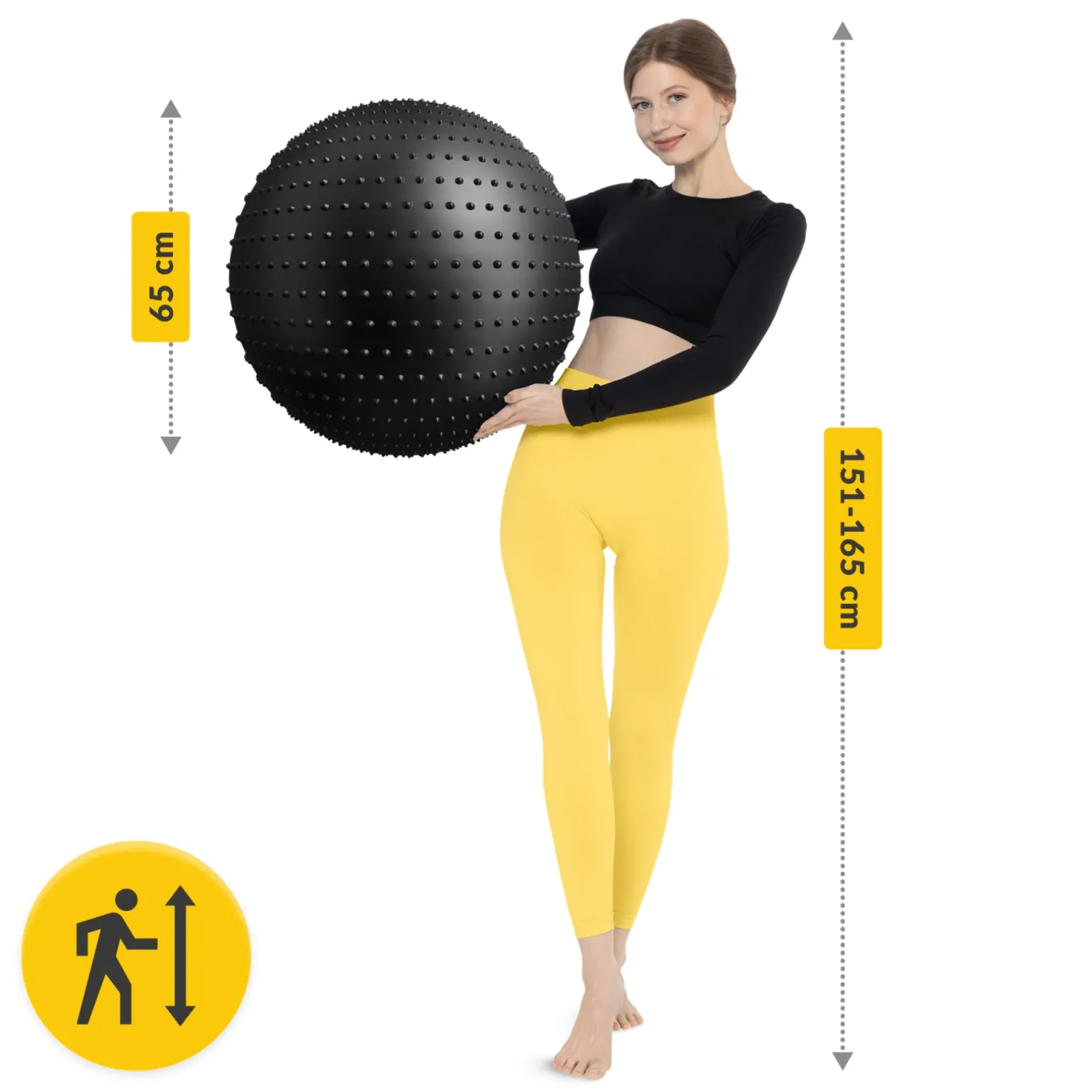 Piłka rehabilitacyjna z kolcami 65 cm czarna