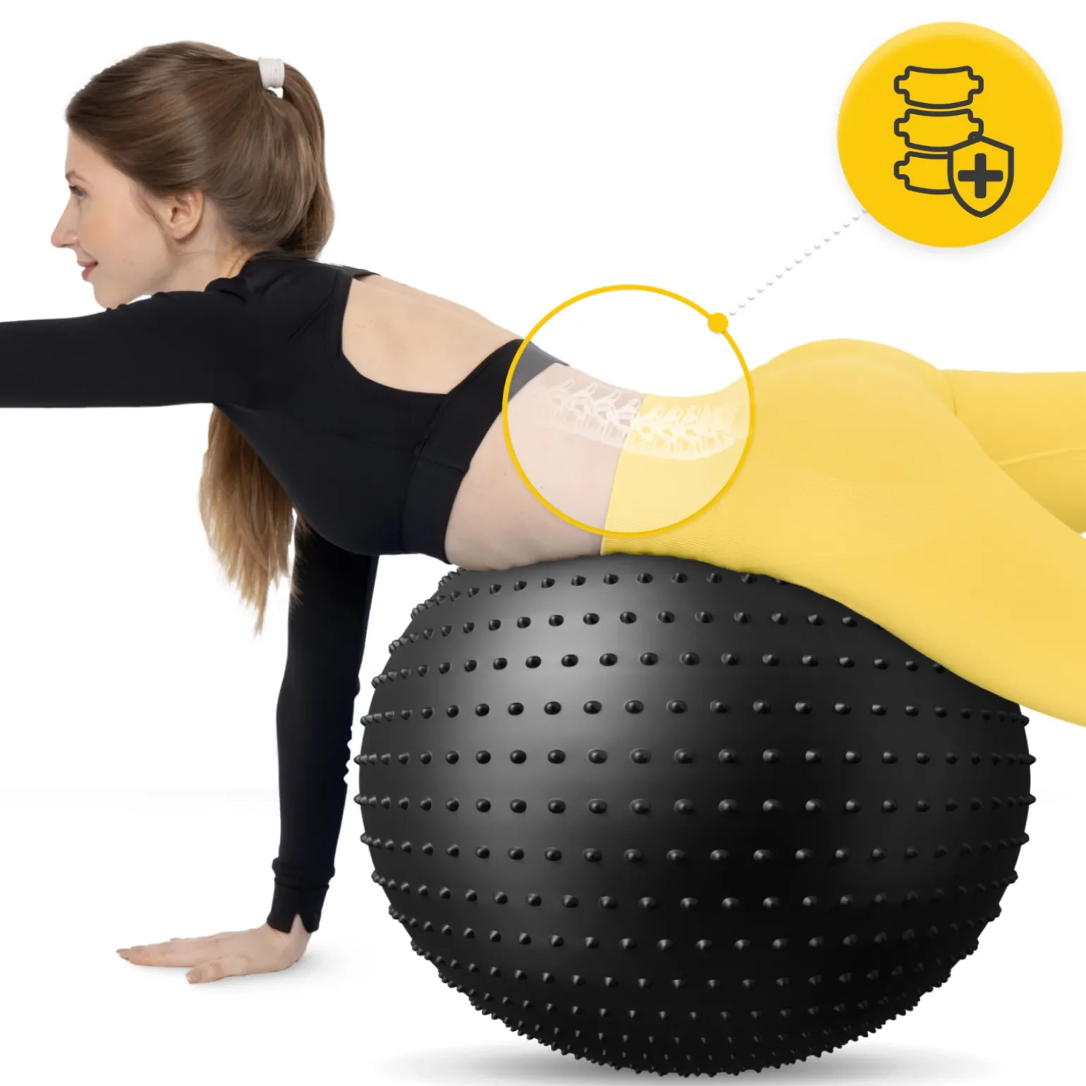 Piłka rehabilitacyjna z kolcami 65 cm czarna
