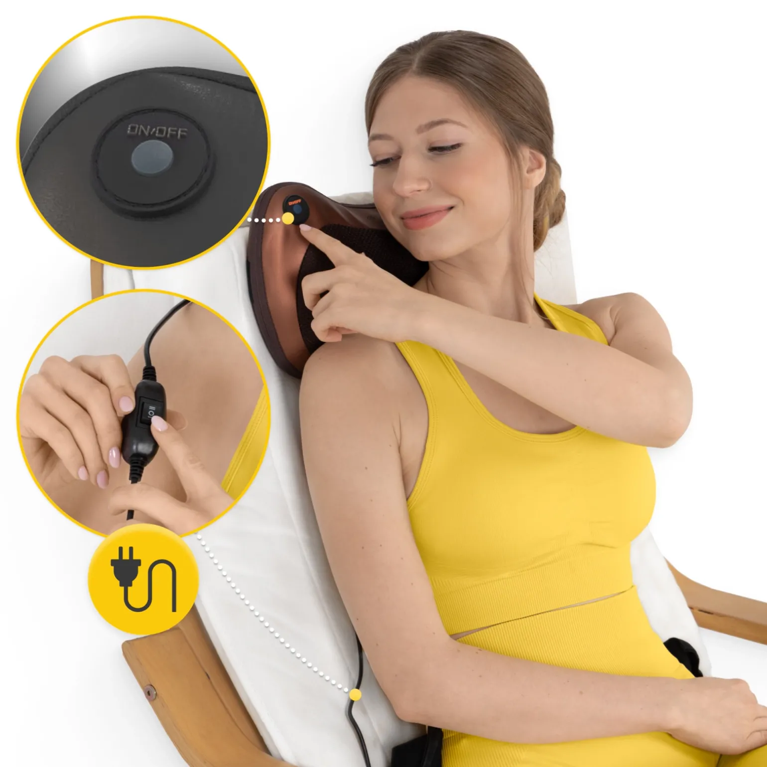 Poduszka masująca SHIATSU PRO+ brązowa