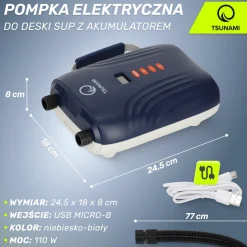 Pompka elektryczna do deski SUP TSUNAMI z akumulatorem