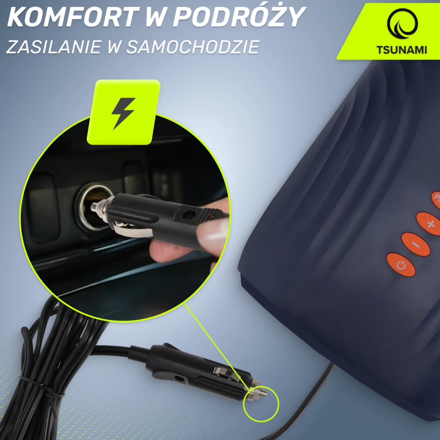 Pompka elektryczna do deski SUP TSUNAMI samochodowa