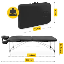 Stół do masażu aluminiowy 70 cm czarny