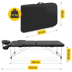 Stół do masażu aluminiowy 60 cm czarny
