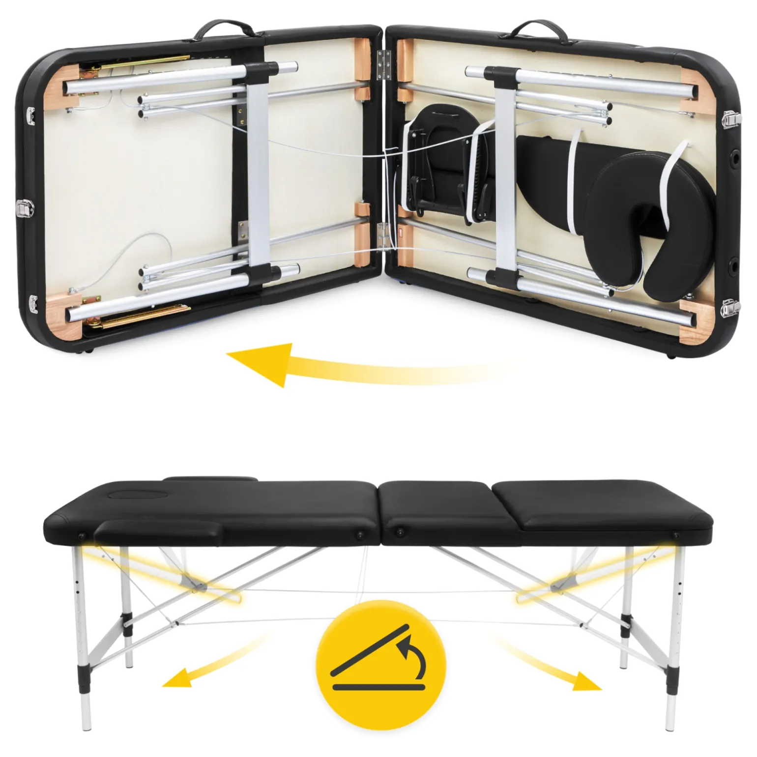 Stół do masażu aluminiowy z regulacją blatu 60 cm czarny