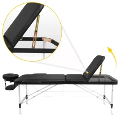 Stół do masażu aluminiowy z regulacją blatu 60 cm czarny