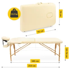 Stół do masażu drewniany 70 cm beżowy