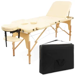 Stół do masażu drewniany z regulacją blatu 60 cm beżowy