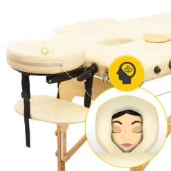 Stół do masażu drewniany z regulacją blatu 60 cm beżowy