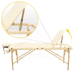 Stół do masażu drewniany z regulacją blatu 60 cm beżowy
