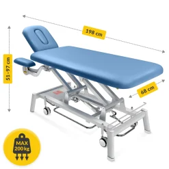 Stół do masażu i rehabilitacji elektryczny PURE+ niebieski