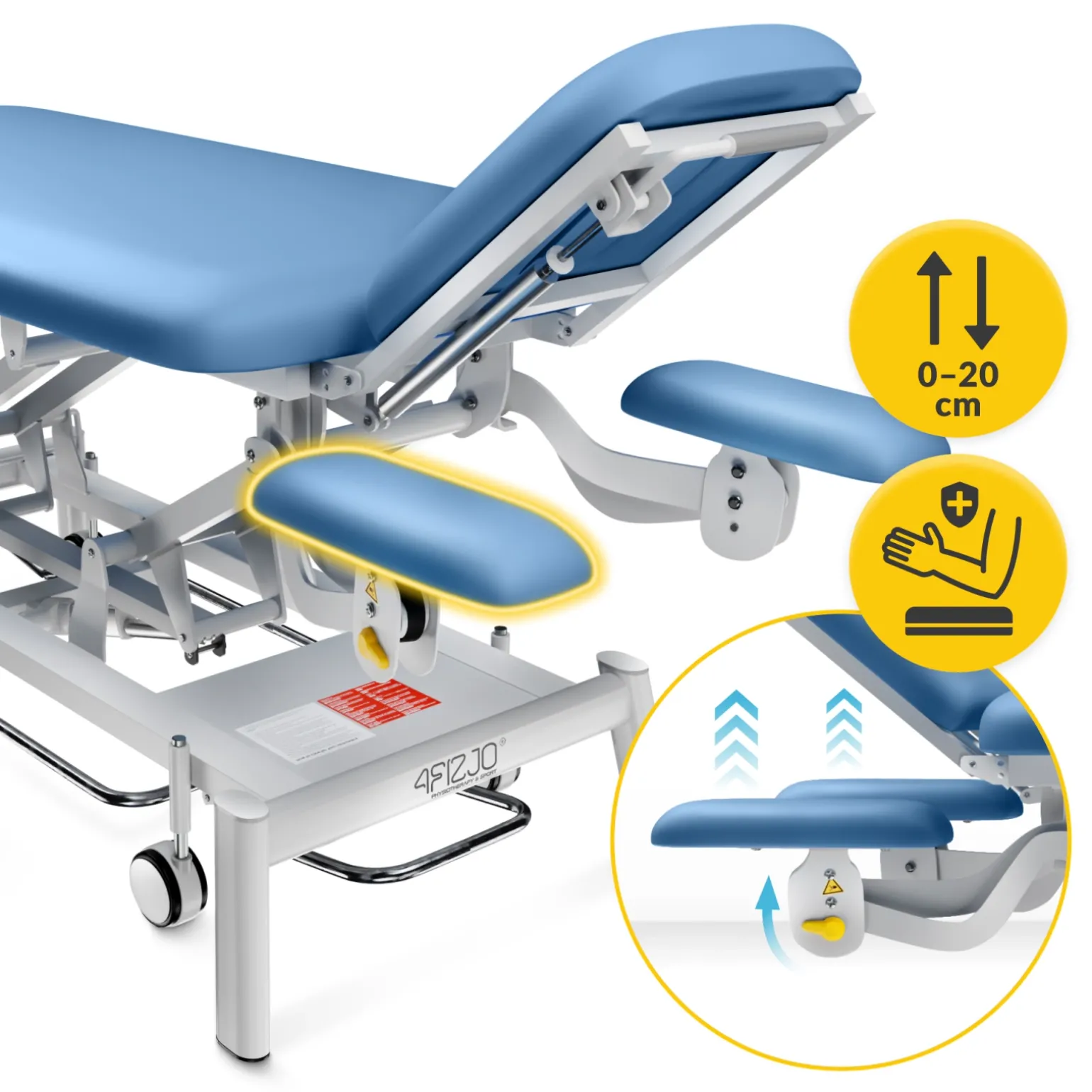 Stół do masażu i rehabilitacji elektryczny PURE+ niebieski