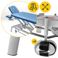 Stół do masażu i rehabilitacji elektryczny PURE+ niebieski