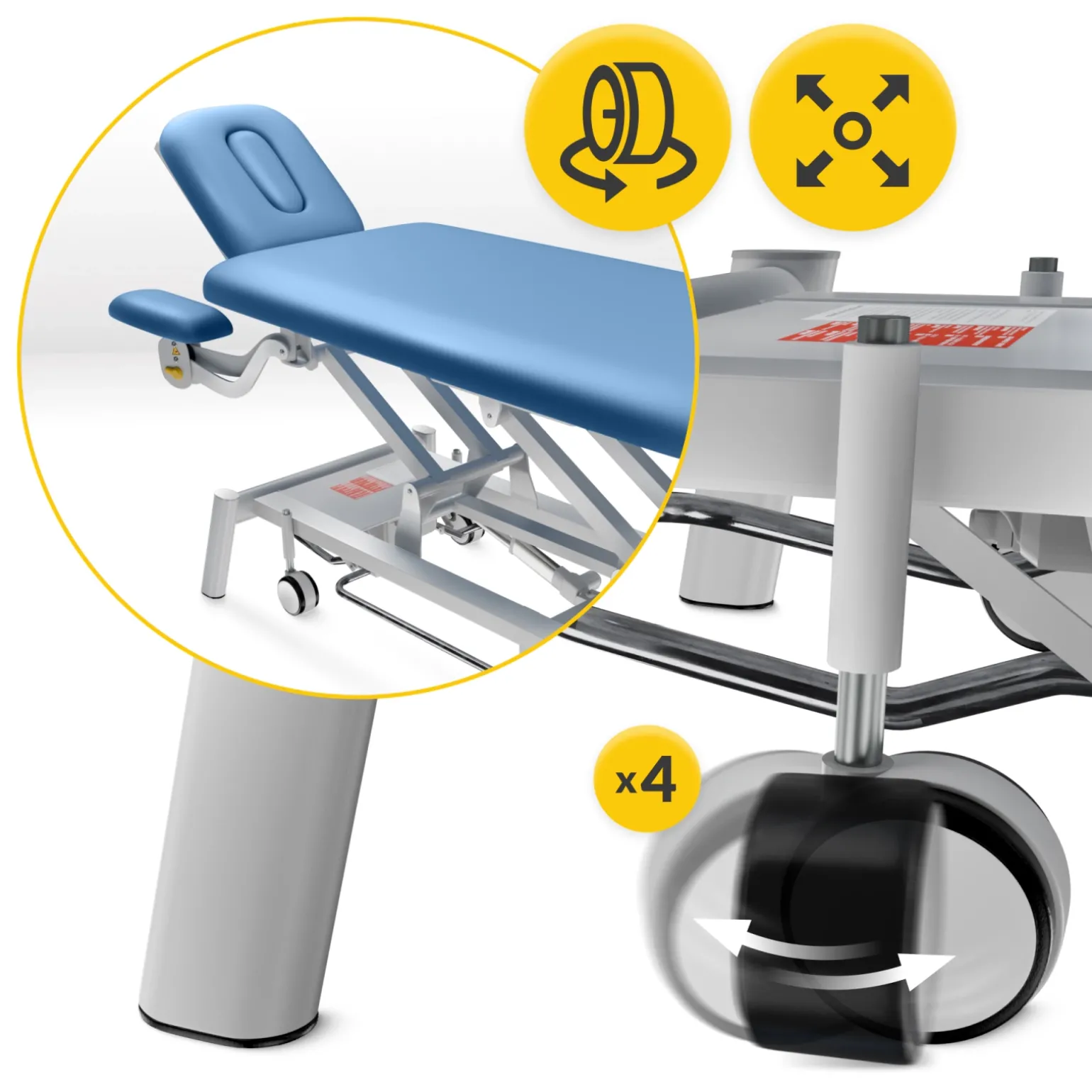 Stół do masażu i rehabilitacji elektryczny PURE+ niebieski
