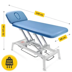 Stół do masażu i rehabilitacji elektryczny PURE niebieski