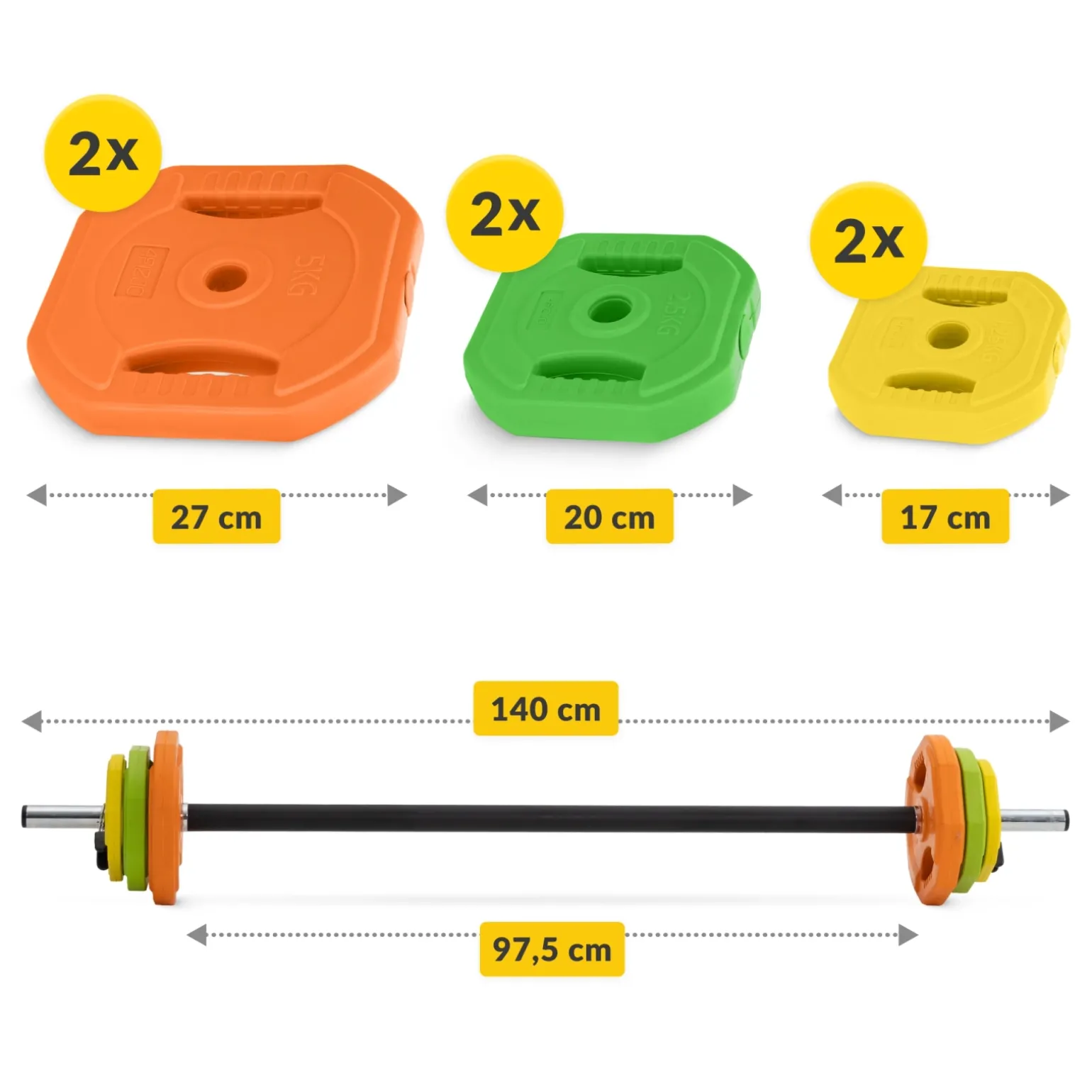 Sztanga składana z obciążeniem bitumicznym 20 kg
