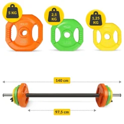 Sztanga treningowa z obciążeniem żeliwnym 20 kg