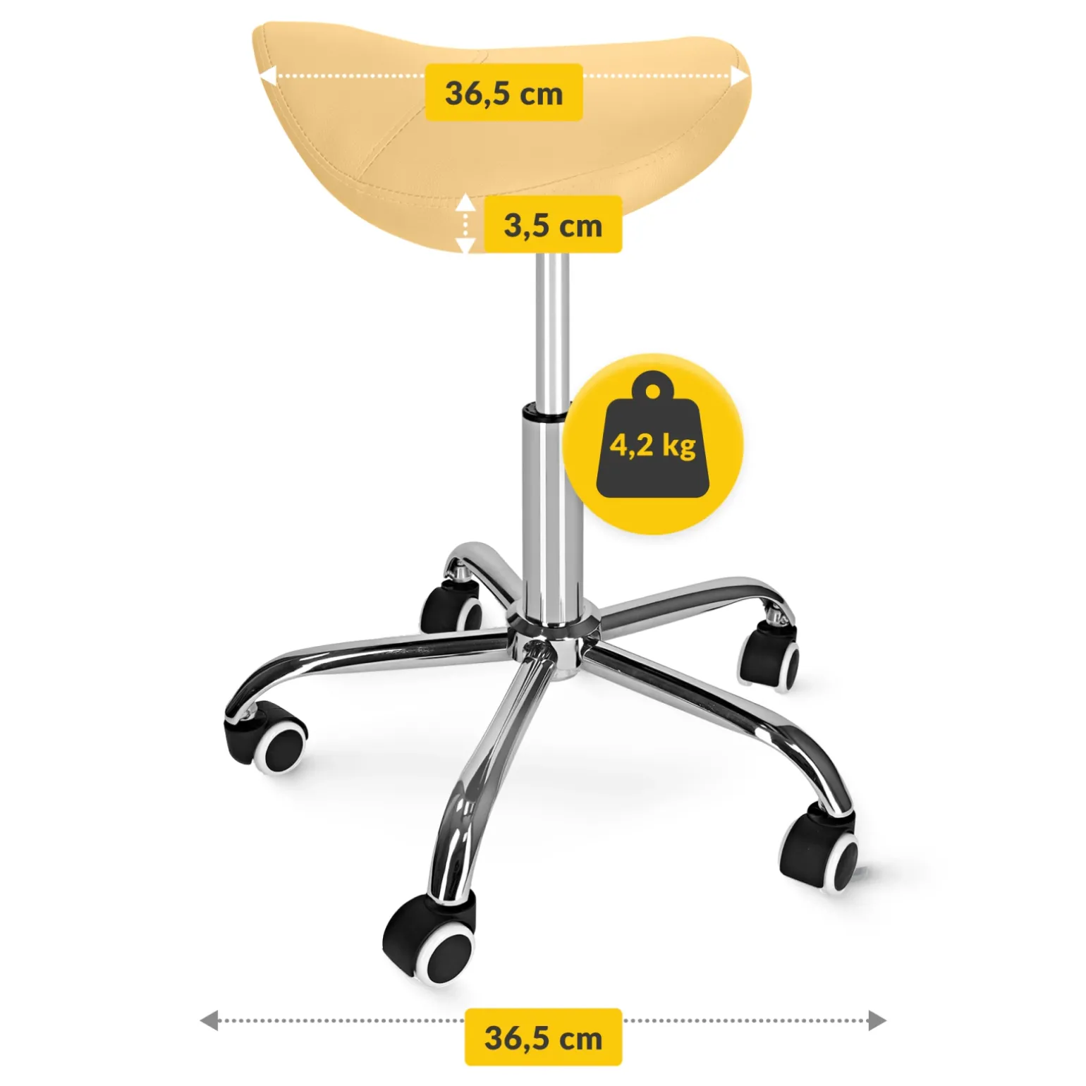 Taboret obrotowy siodło do masażu ERGO żółty