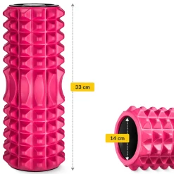 Wałek do masażu z wypustkami EVA 33 cm różowy