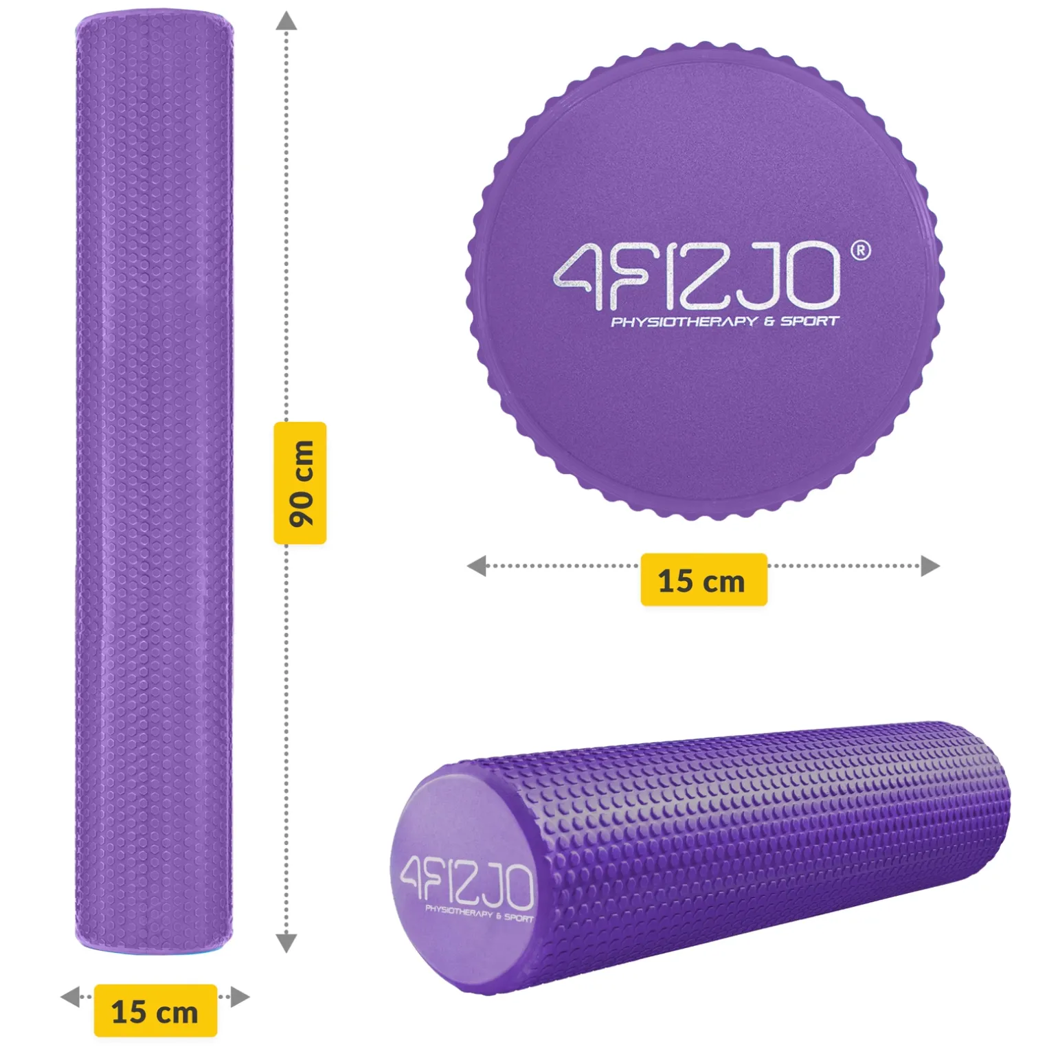 Wałek do masażu z wypustkami CARE+ 90 cm fioletowy