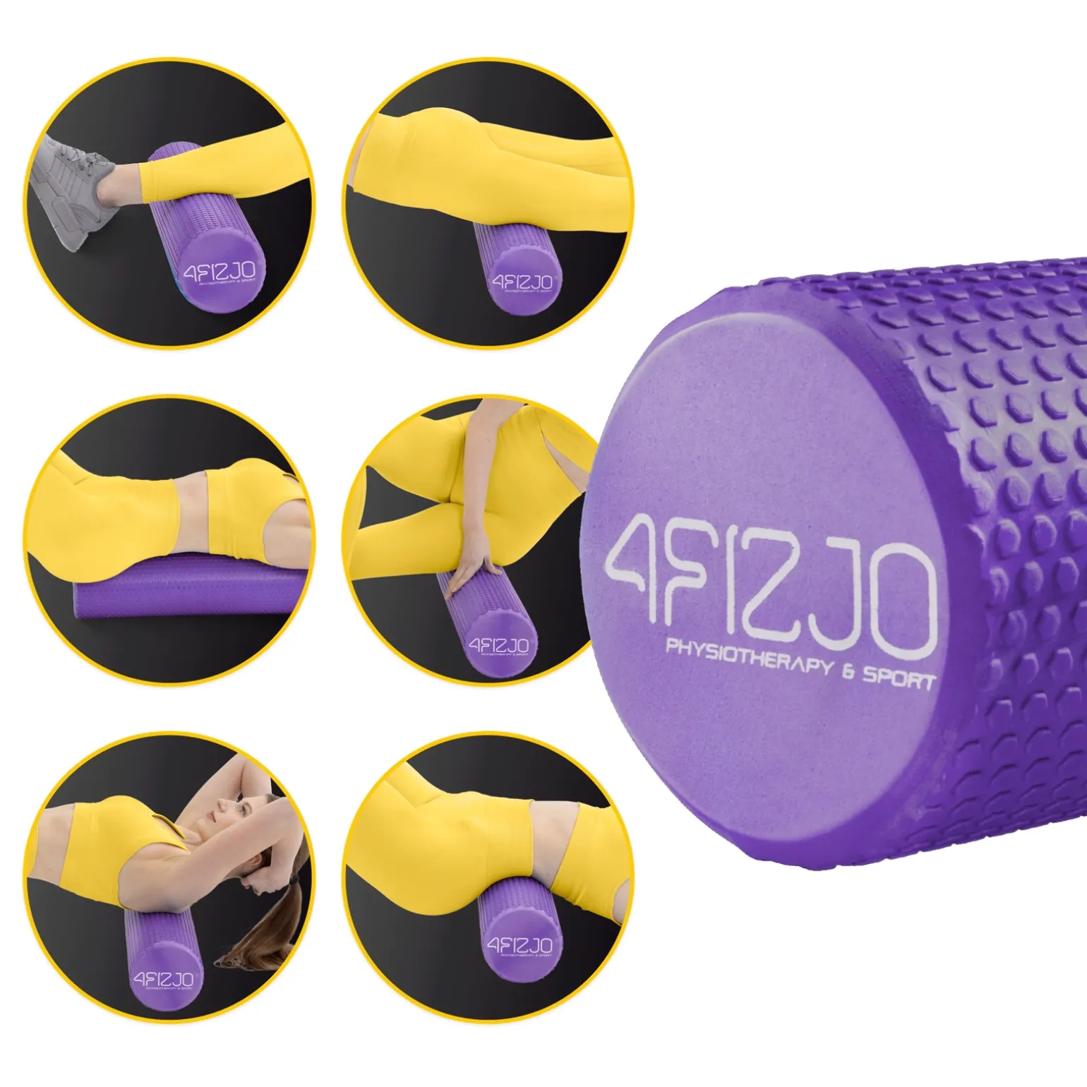 Wałek do masażu z wypustkami CARE+ 90 cm fioletowy