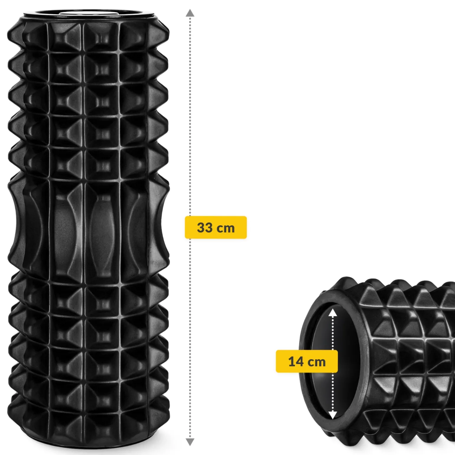 Wałek do masażu z wypustkami EVA 33 cm czarny