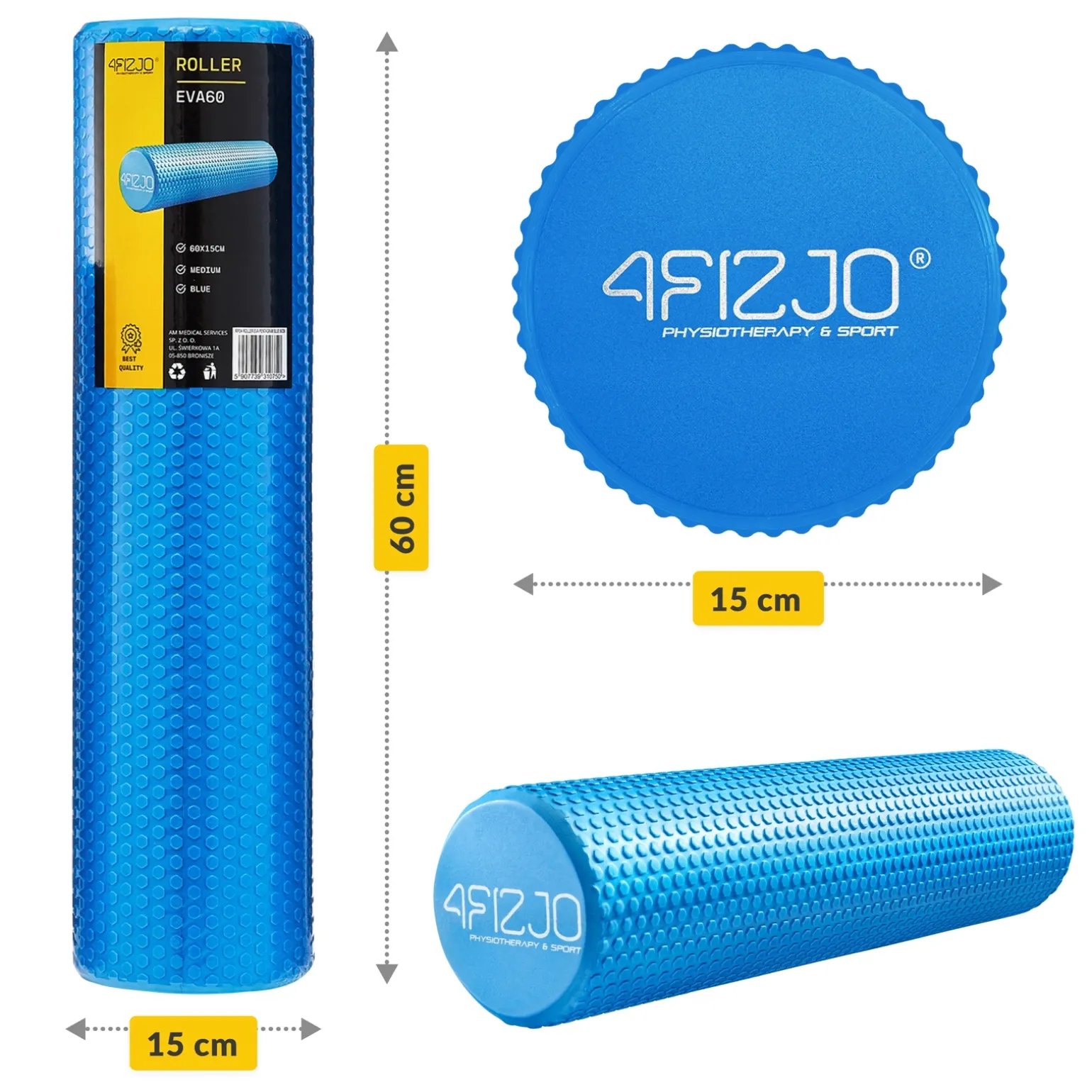 Wałek do masażu z wypustkami CARE+ 60 cm niebieski