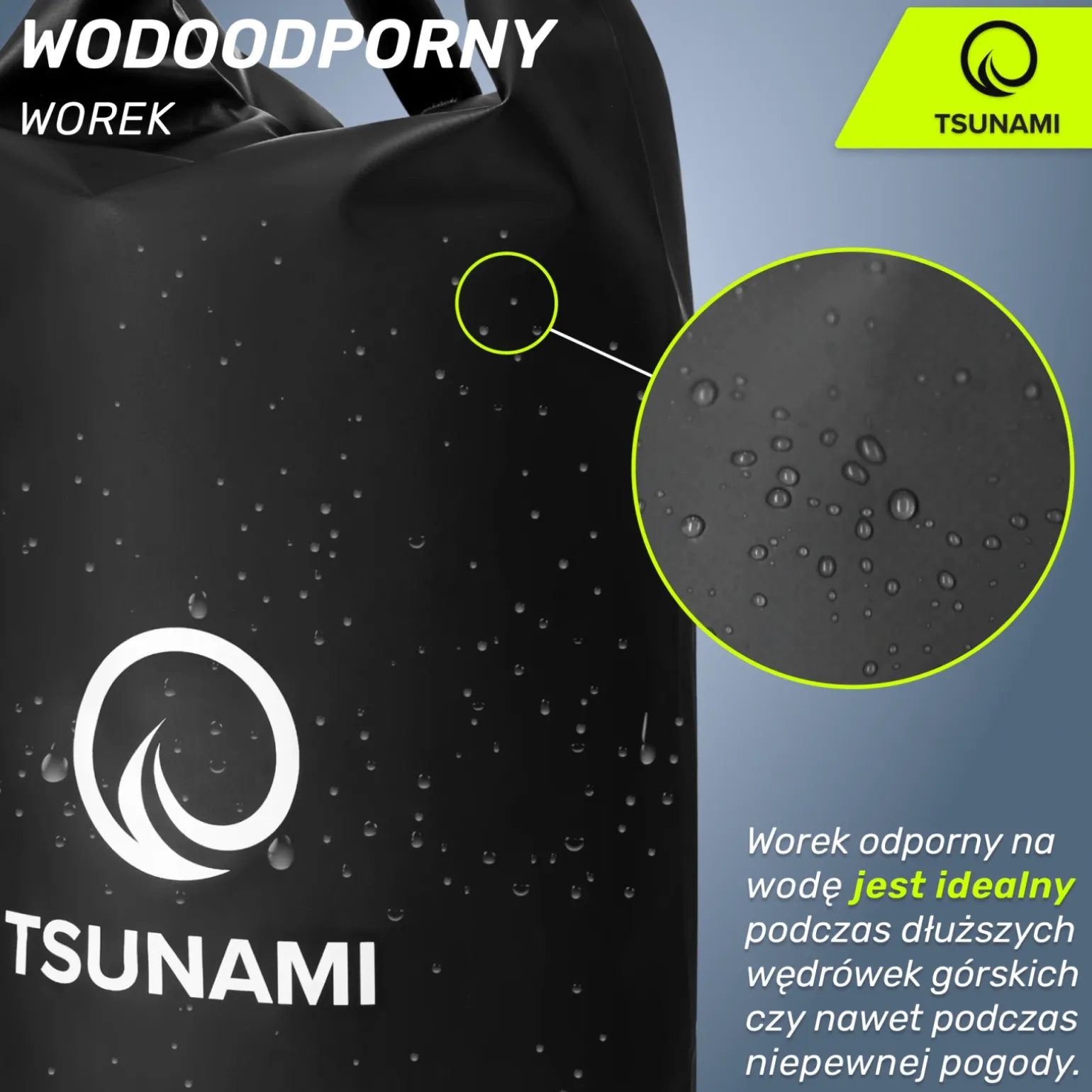 Worek wodoodporny 20 litrów TSUNAMI czarny