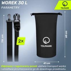 Worek wodoodporny 30 litrów TSUNAMI czarny