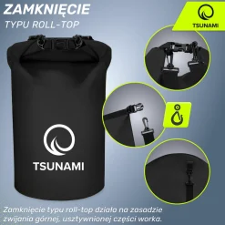 Worek wodoodporny 30 litrów TSUNAMI czarny