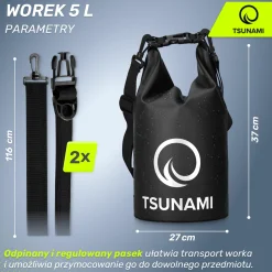 Worek wodoodporny 5 litrów TSUNAMI czarny