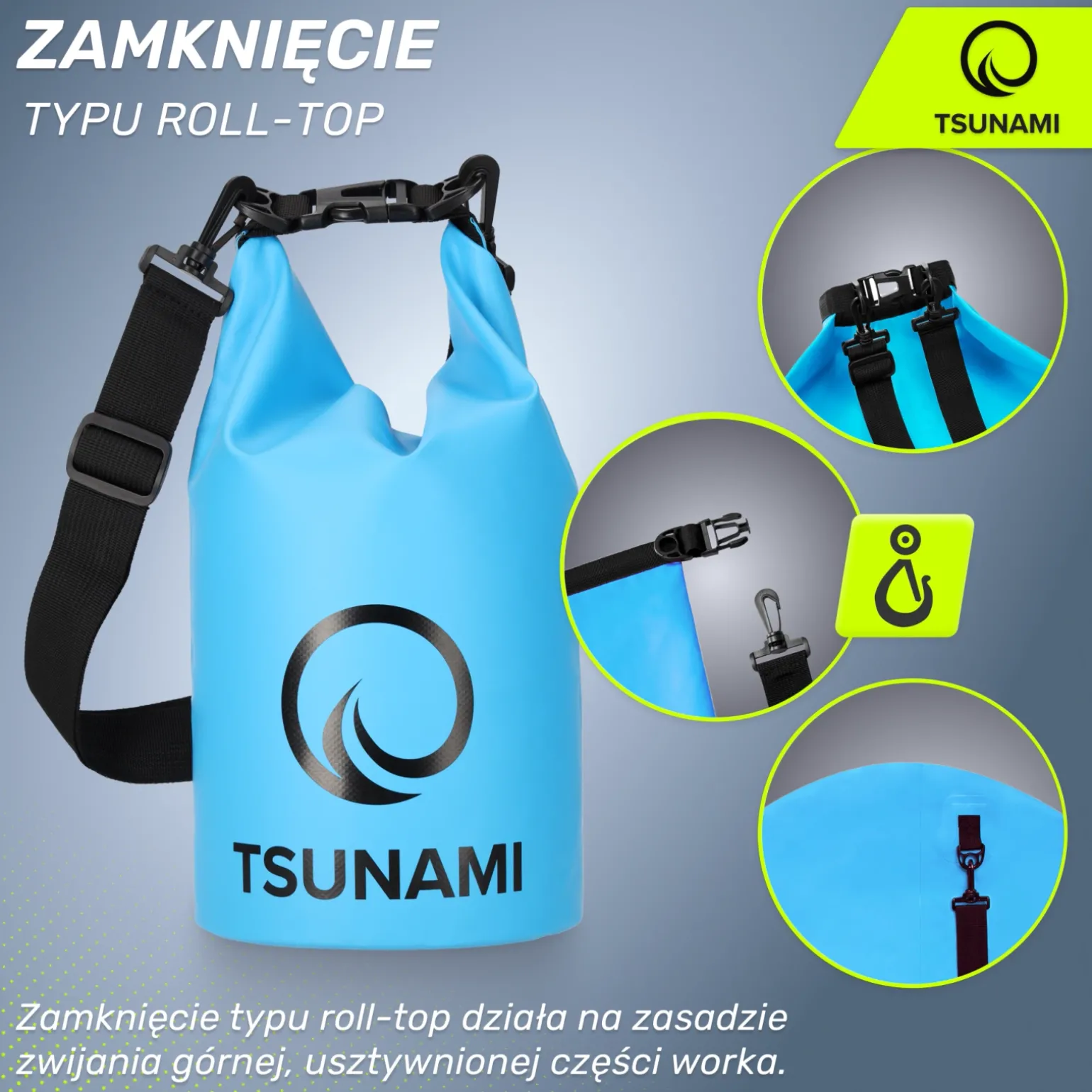 Worek wodoodporny 5 litrów TSUNAMI niebieski