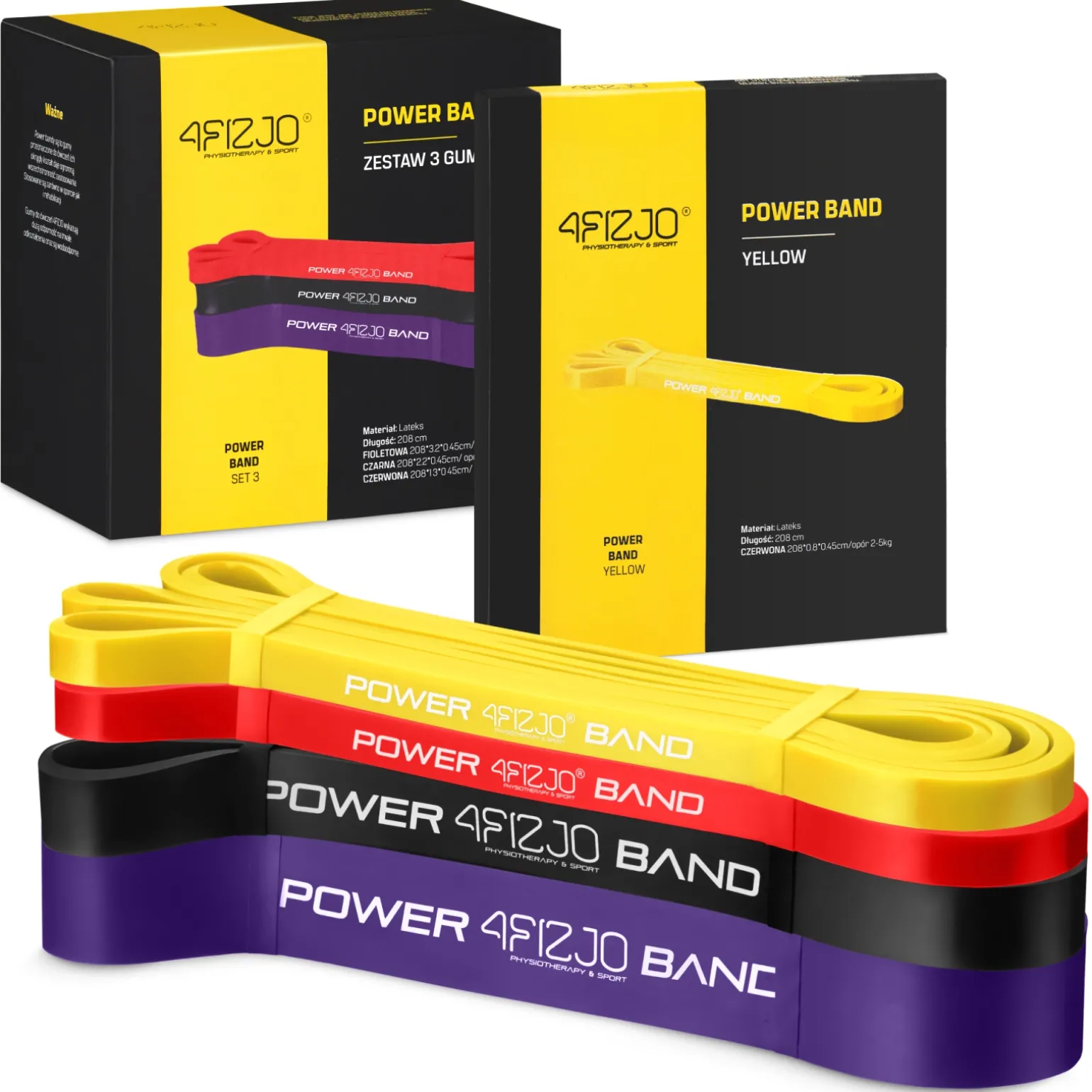 Zestaw 4 gum oporowych do ćwiczeń POWER BAND